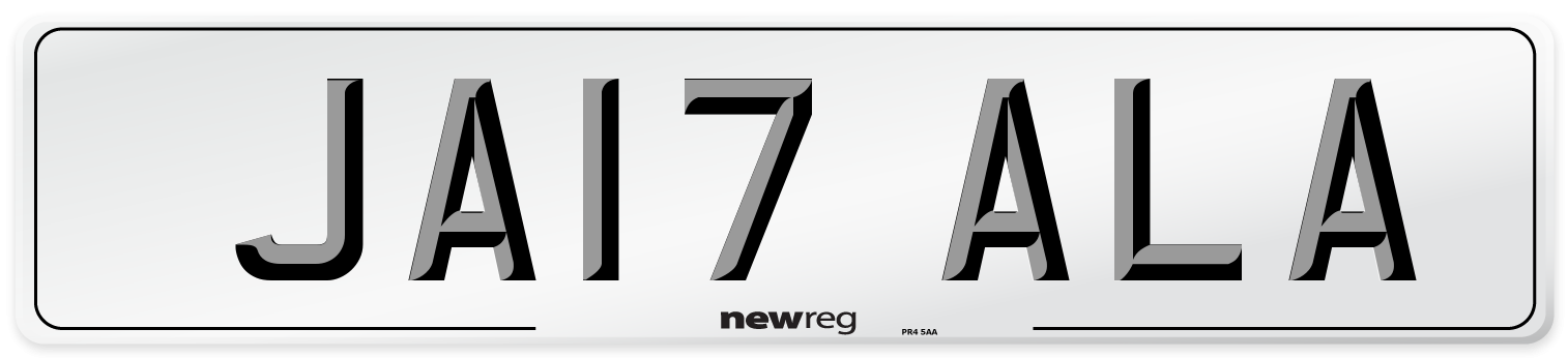 JA17 ALA Number Plate from New Reg